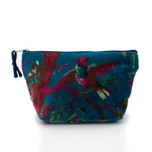 Carica l'immagine nel visualizzatore di Gallery, PORTATRUCCO UCCELLI BLU VELVET | COD.HUBAQVNB4051806 | 22,5×12,5×8 cm