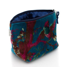 Carica l'immagine nel visualizzatore di Gallery, PORTATRUCCO UCCELLI BLU VELVET | COD.HUBAQVNB4051806 | 22,5×12,5×8 cm