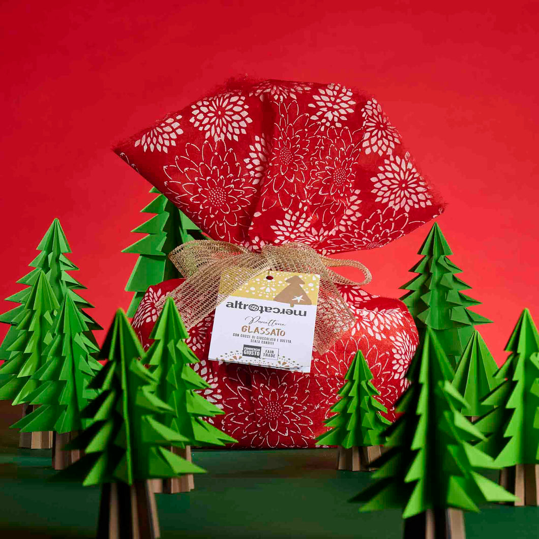 PANETTONE GLASSATO CON GOCCE DI CIOCCOLATO E UVETTA |COD.00000401 | 750gr