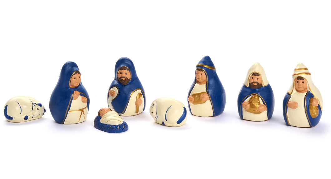 PRESEPE CAPPUCCI BLU 8 FIGURE | Cod.00007390 | h 6  cm circa