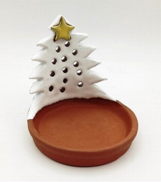 PORTACANDELA ABETE BIANCO | COD.HUBEQ0430644 | DIAM CM 10 h 12