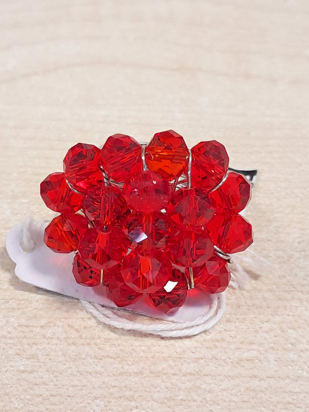 ANELLO LUCE IN PERLINE DI VETRO ROSSO| COD.3004526 |dia 1,9 cm