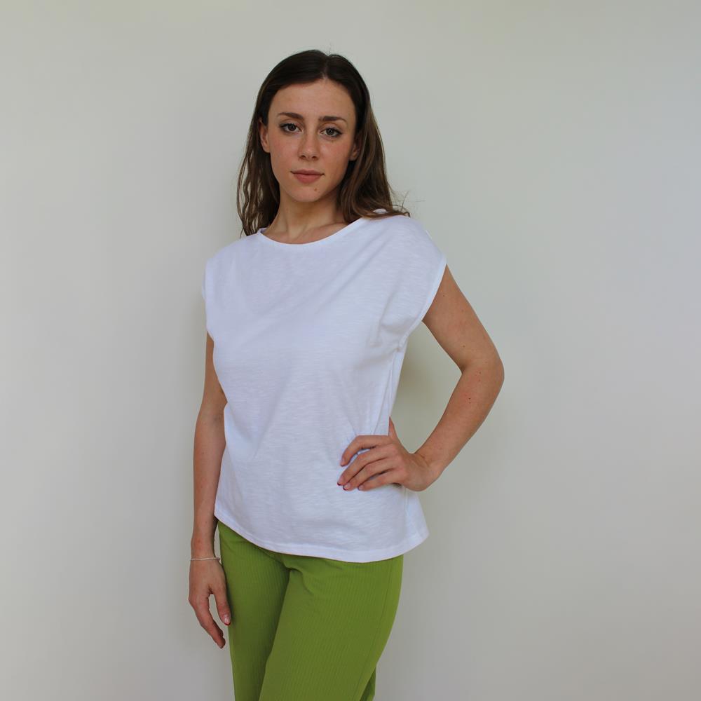 TEES ALESSIA JERSEY DI COTONE BIO FIAMMATO BIANCO | COD. HUBAQOEIN6011994 | L - XL