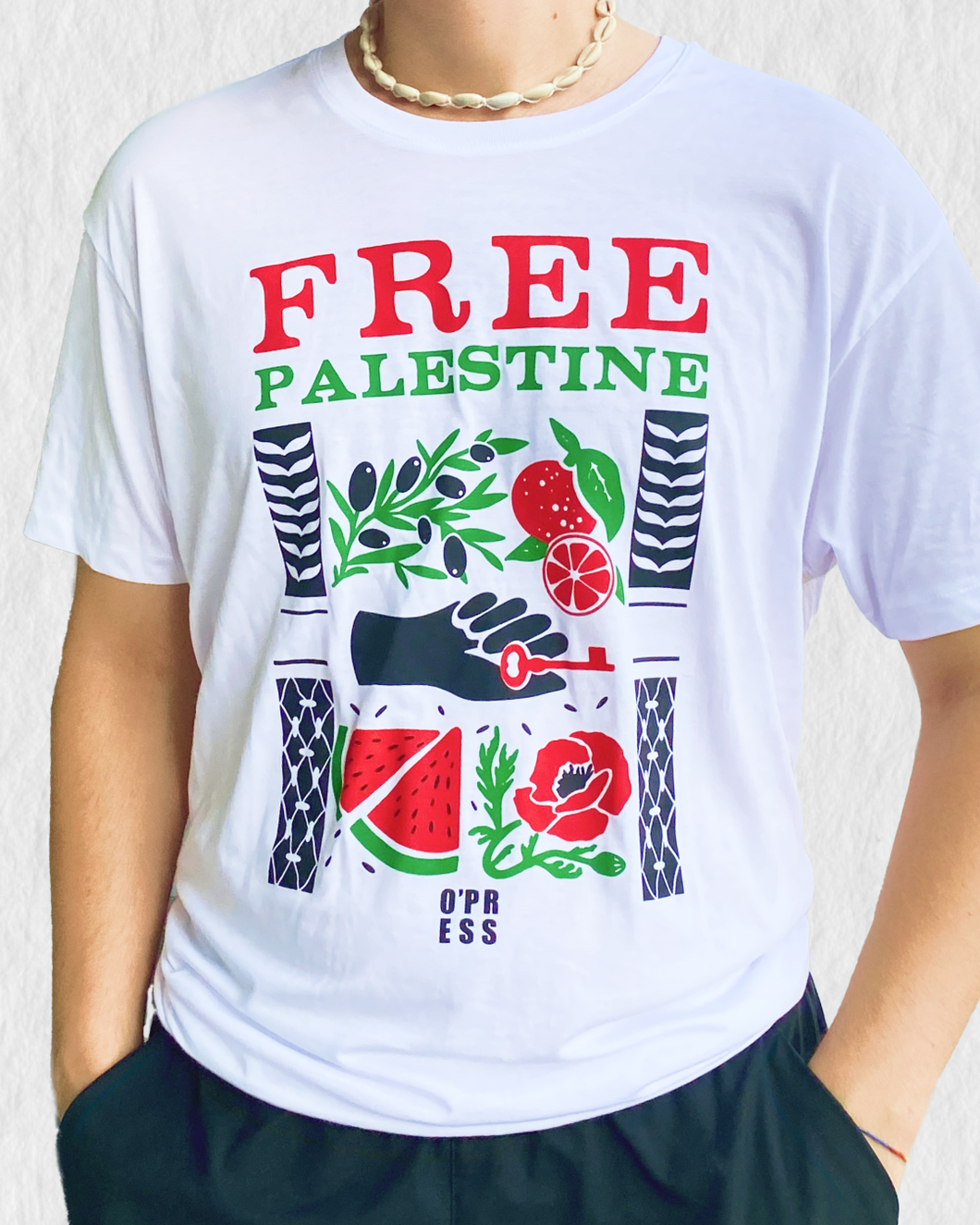 MAGLIETTA BIO FREE PALESTINE - O'PRESS | COD. FORPA0001